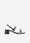 WJS czarne sandały damskie z plecionymi błyszczącymi paskami WJS74073-51