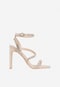 WJS wysokie beżowe sandały damskie z kryształkami WJS74074-14