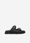 Černé kožené dámské pantofle v módním stylu 74119-51