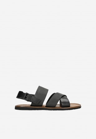 Pohodlné pánske sandále s remienkami z čiernej kože 29007-51