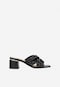 Černé kožené dámské pantofle s širokým podpatkem 74072-51