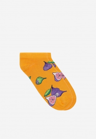 Veselé oranžové ponožky z bavlny s motivem fíků