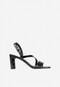 WJS czarne lakierowane sandały damskie na szerokim obcasie WJS74079-31