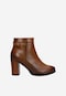 Hnědé kožené dámské kotníkové boty na podpatku 55090-53