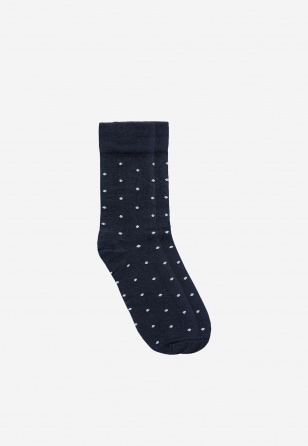 Tmavomodré pánske ponožky s bielymi bodkami