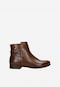 Klasické kožené kotníkové boty dámské v tmavě hnědé barvě 55066-50