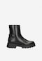 Černé zimní kotníkové boty dámské se širokým podpatkem 55231-51