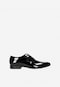 Lakované černé kožené pánské elegantní boty s podpatkem 10185-31