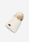 Biela dámska čiapka na zimu s huňatým brmbolcom R96007-84
