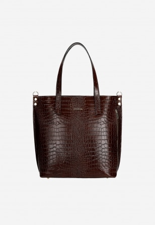 Kožená dámská shopper bag v tmavě hnědé barvě