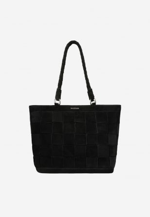 Čierna veľká dámska kabelka s prepletaným vzorom