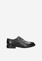 Kožené černé pánské elegantní boty s širokým podpatkem 10176-51