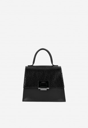Kufrová taška z kombiácie čiernej lícovej a velúrovej kože