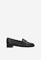 Black smooth leather loafers with a gold ornament 46320-51