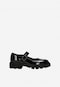 Black patent leather shoes with an instep strap 46312-31