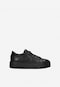 Women's black chunky leather sneakers 46321-51