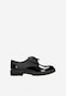 Women's black slip-on shoes with patent elements 46319-71