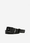 Black smooth leather belt for women with a dark buckle 9961-71