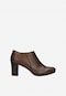 Brown leather heeled loafers for women 9495-52