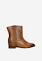 Brown leather ankle boots with hidden wedge 55262-52