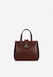 Burgundy leather satchel with golden clasp 80404-55