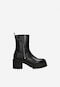 Black leather ankle boots with chunky heel 55271-51