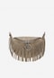 Dark beige leather belt bag with fringes 80089-74