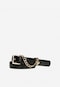 Black belt with a golden buckle and decorative chain 93114-51