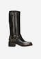 Brown biker boots with buckles and distressed look 71058-92