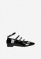 Czarne lakierowane baleriny damskie z wieloma paskami 44053-31