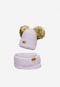 Fioletowy zestaw BARTEK 85603-86  z wełną merino - czapka z dwoma pomponami i komin 8560386
