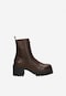 Women's brown leather ankle boots with a stable heel 64124-52