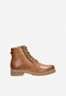 Brązowe skórzane workery damskie z wełnianą podszewką 64076-53