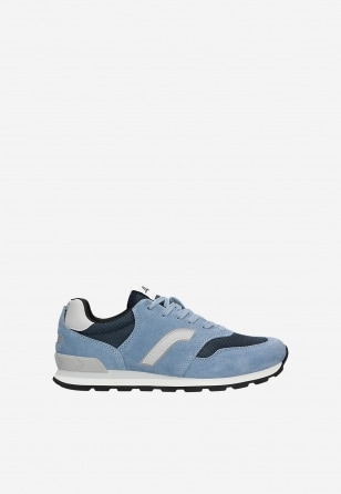 Niebiesko-granatowe sneakersy RELAKS z szarymi wstawkami R3420285
