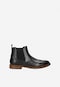 Ghete Chelsea  negre din piele cu brogue decorativ 20042-51