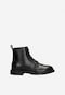 Men's classic black biker boots made of smooth leather 24106-51