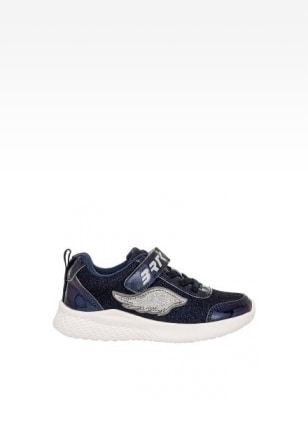 Granatowe brokatowe sneakersy ze srebrną aplikacją skrzydła BARTEK 87004-16 87004-16
