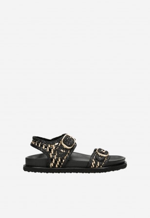 Sandały z plecionki w stylu boho z metalowymi klamrami 76242-80