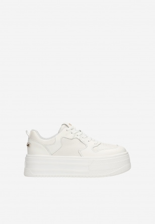 Białe skórzane sneakersy na wysokiej platformie 46313-59