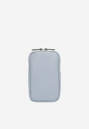 Skórzana torebka na telefon w kolorze baby blue 80103-56