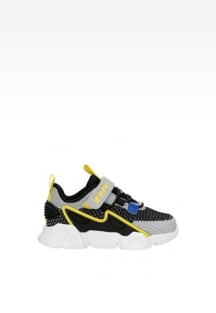Czarno-szare siateczkowe sneakersy chłopięce z żółtymi elementami BARTEK 87007-18 87007-18