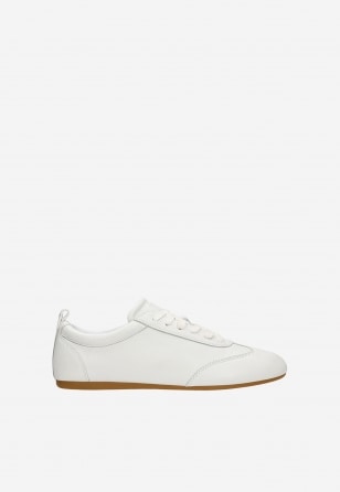 Białe sneakersy damskie ze skóry licowej 46347-59