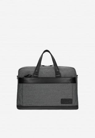 Popielato-czarna torba na laptopa ze skórzanymi elementami RELAKS R80010-80
