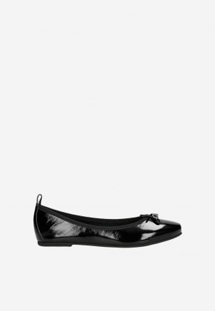 Czarne lakierowane baleriny damskie 44063-31