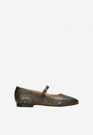 Eleganckie baleriny typu Mary Jane z motywem skóry węża 44055-50