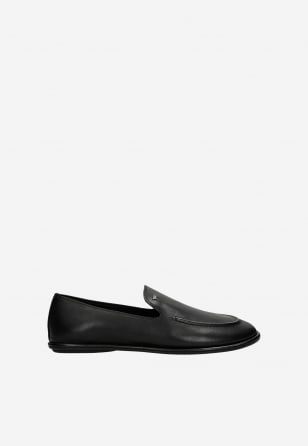 Czarne skórzane loafersy damskie na płaskiej podeszwie 46373-51