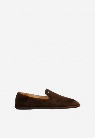 Brązowe loafersy ze skóry welurowej 46373-62