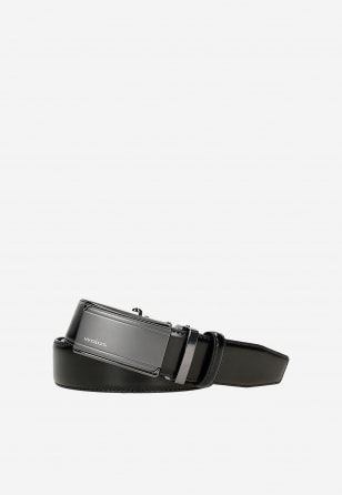Czarny elegancki pasek męski z pełną klamrą 93132-51