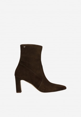 Brązowe eleganckie botki na słupku 55316-62