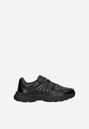 Czarne sneakersy męskie ze skóry licowej 10268-51